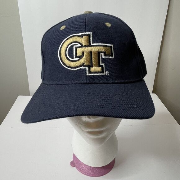 Georgia Tech Hat Mens Blue Yellow Fitted 7 3/8 Zephyr Buzz NCAA Football Cap - Picture 6 of 9